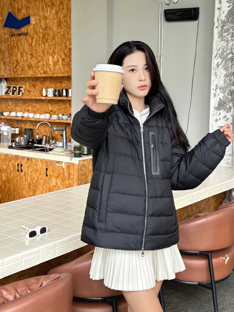 Black Puffer Down Jacket – Classic Quilted Winter Coat view