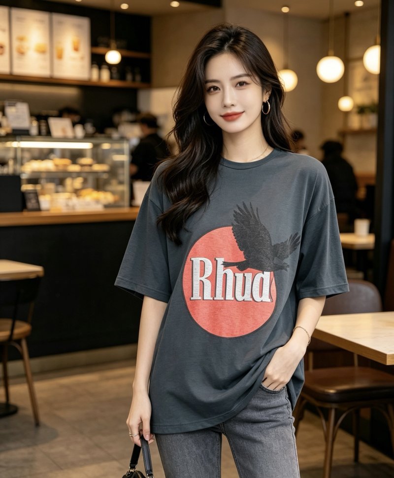 Rhude Eagle Logo Charcoal T-Shirt