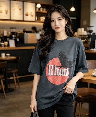 Rhude Eagle Logo Charcoal T-Shirt view 2