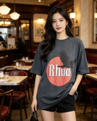 Rhude Eagle Logo Charcoal T-Shirt view 4