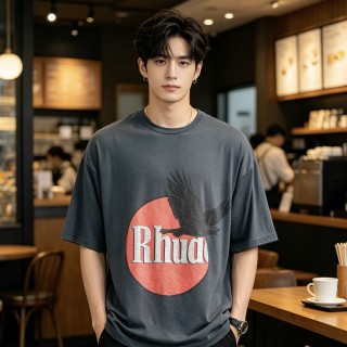 Rhude Eagle Logo Charcoal T-Shirt view 5