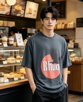Rhude Eagle Logo Charcoal T-Shirt view 8