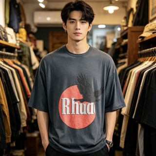 Rhude Eagle Logo Charcoal T-Shirt view 9