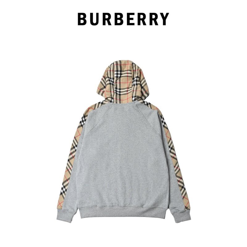 Burberry Grey Zip Hoodie with Nova Check Sleeves view