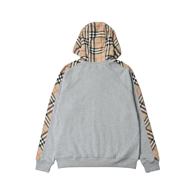 Burberry Grey Zip Hoodie with Nova Check Sleeves view