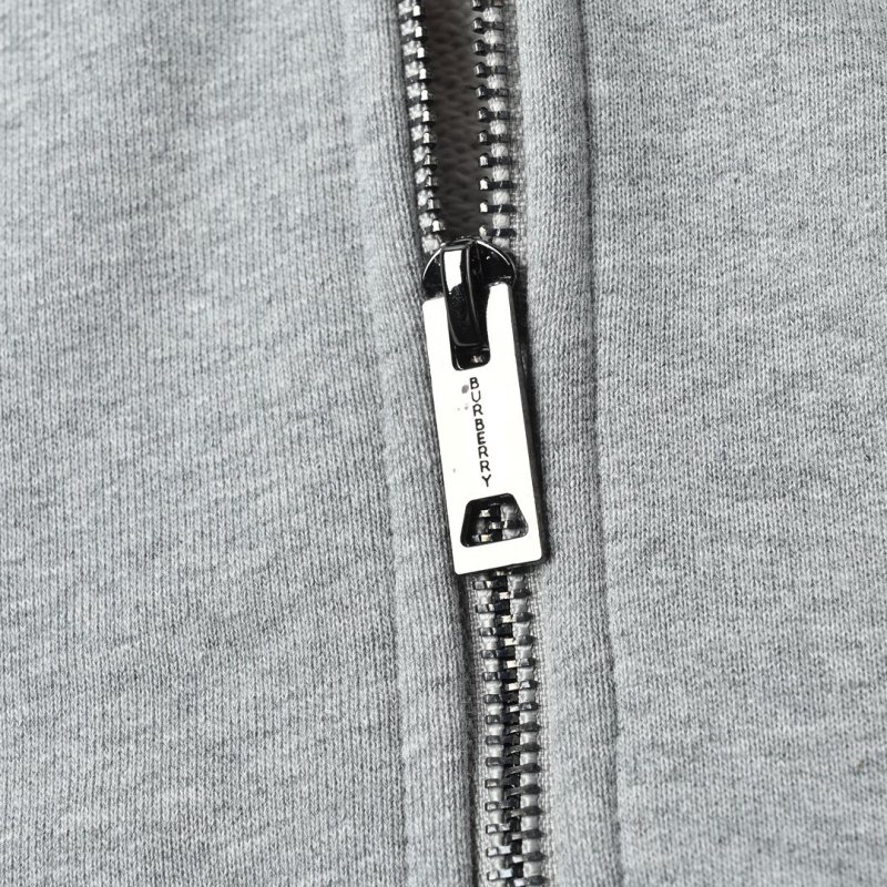 Burberry Grey Zip Hoodie with Nova Check Sleeves view