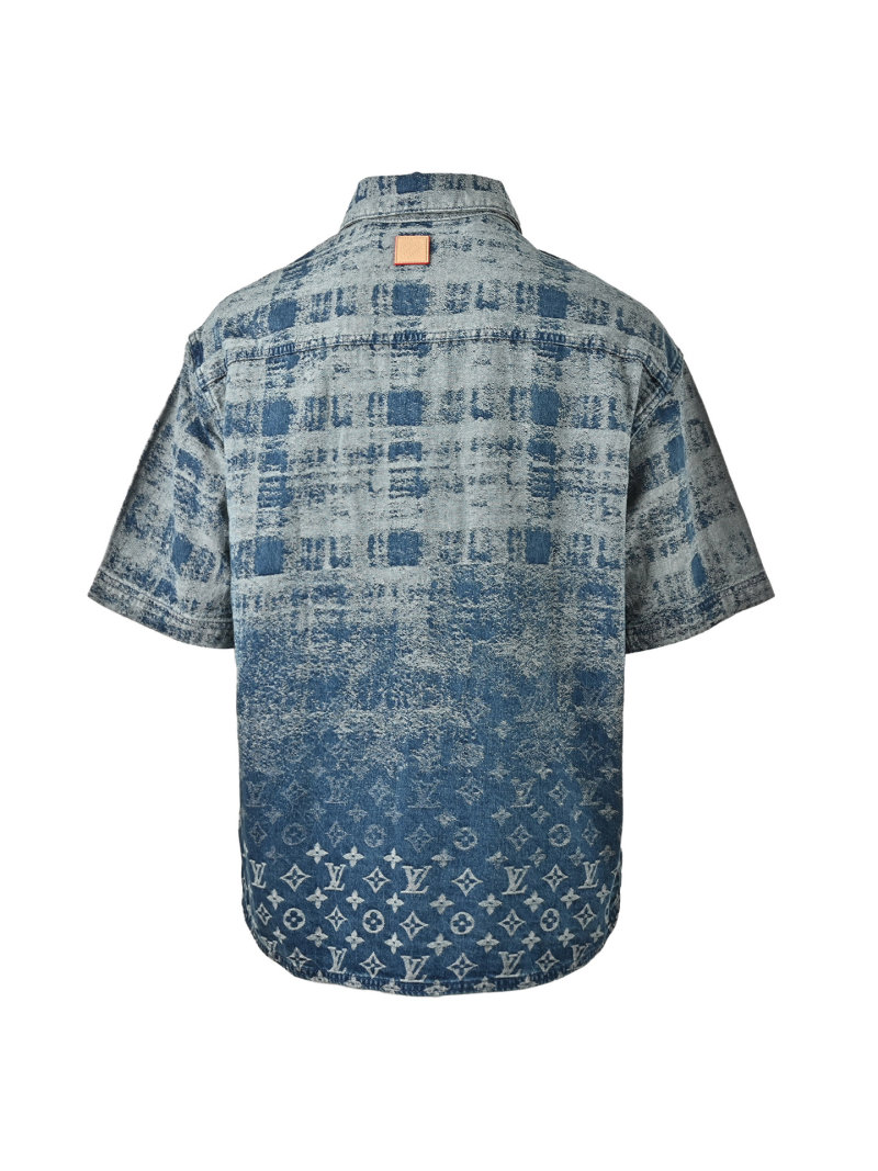 Louis Vuitton Monogram Denim Short-Sleeve Shirt Blue view