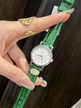 Omega De Ville White Dial Green Leather Strap 26mm view 2