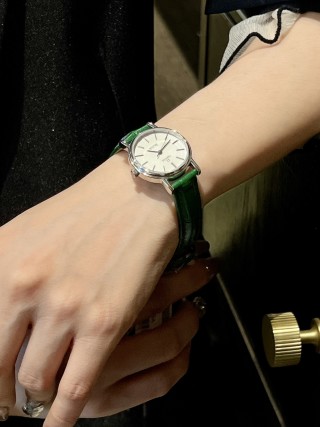 Omega De Ville White Dial Green Leather Strap 26mm view 3
