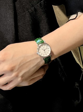 Omega De Ville White Dial Green Leather Strap 26mm view 4
