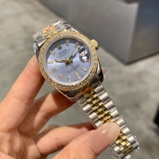 Rolex Datejust 31mm Two-Tone Ice Blue Diamond Bezel Watch view 2