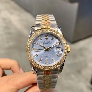 Rolex Datejust 31mm Two-Tone Ice Blue Diamond Bezel Watch view 3