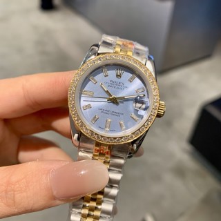 Rolex Datejust 31mm Two-Tone Ice Blue Diamond Bezel Watch view 4