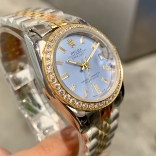 Rolex Datejust 31mm Two-Tone Ice Blue Diamond Bezel Watch view 6