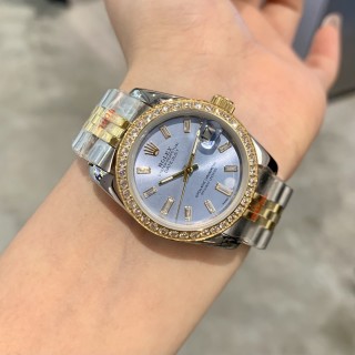 Rolex Datejust 31mm Two-Tone Ice Blue Diamond Bezel Watch view 9