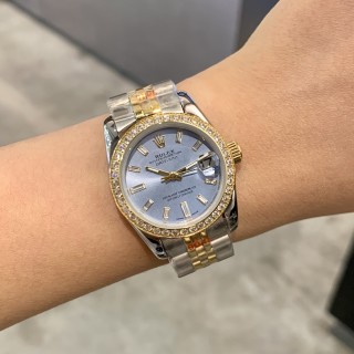 Rolex Datejust 31mm Two-Tone Ice Blue Diamond Bezel Watch view 10