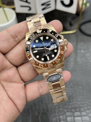 Rolex GMT-Master II 40mm Rose Gold Black Dial view 2