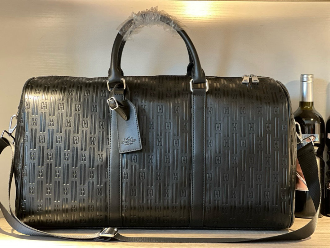 Hermès Black H-Logo Travel Duffel Bag 50cm