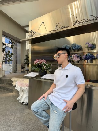 Moncler White Short-Sleeve Polo Shirt view 3