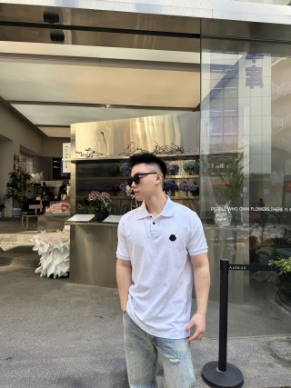 Moncler White Short-Sleeve Polo Shirt view 9