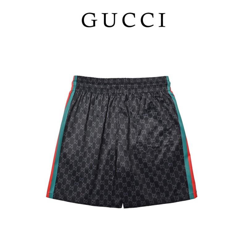 Gucci GG Monogram Shorts Black with Web Stripe view