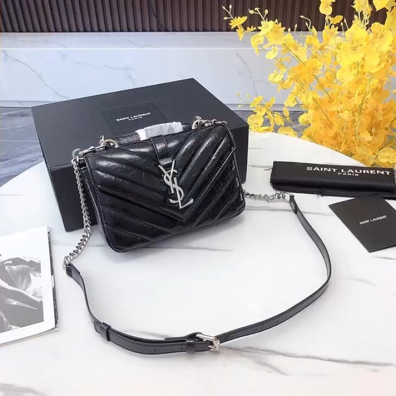 Saint Laurent Black Quilted Leather Crossbody Bag