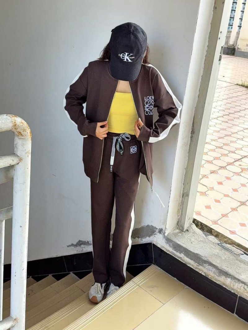 Loewe Brown & White Side Stripe Jogger Pants view