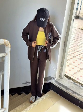 Loewe Brown & White Side Stripe Jogger Pants view 5