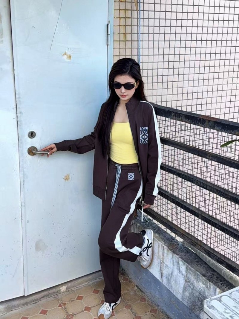 Loewe Brown & White Side Stripe Jogger Pants view