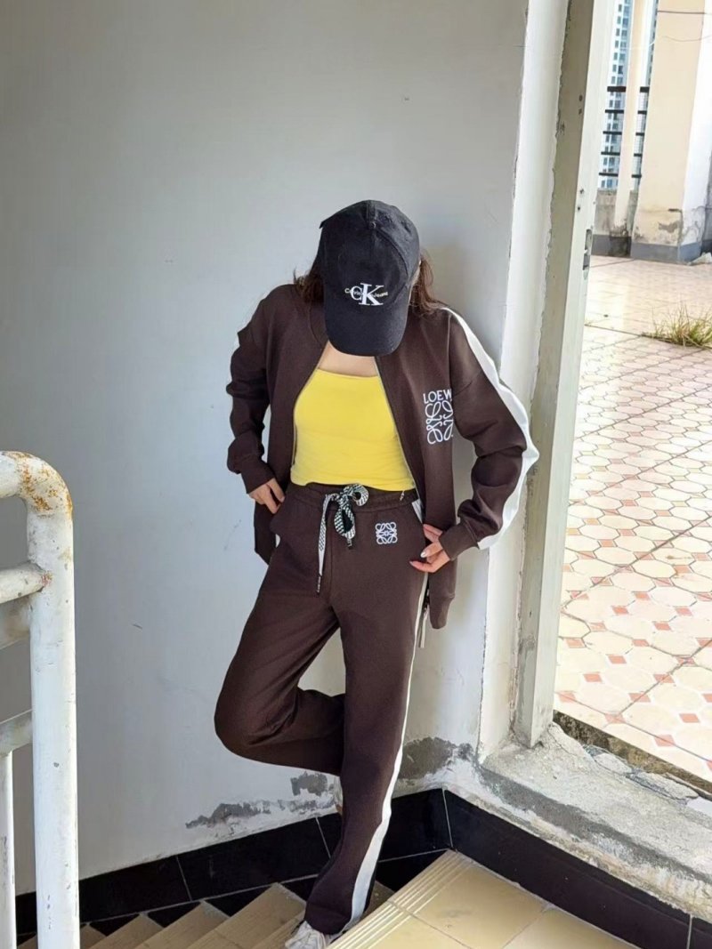 Loewe Brown & White Side Stripe Jogger Pants view