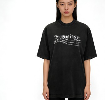 Balenciaga Distressed Logo Black T-Shirt