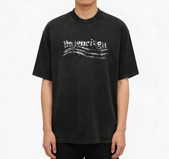Balenciaga Distressed Logo Black T-Shirt view 2