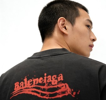 Balenciaga Distressed Logo Black T-Shirt view 4