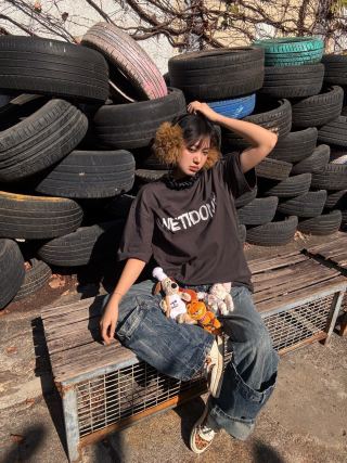 Black Welcome Oversized Short Sleeve T-Shirt view 5