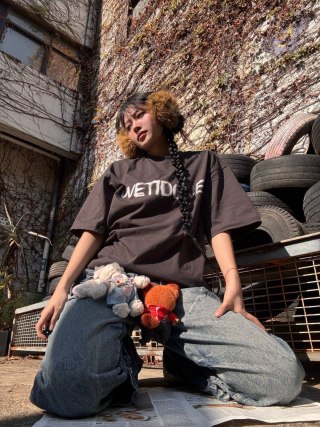Black Welcome Oversized Short Sleeve T-Shirt view 6