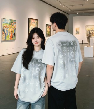 Light Blue Oversized T-Shirt with Ornamental Symbol Print view 8