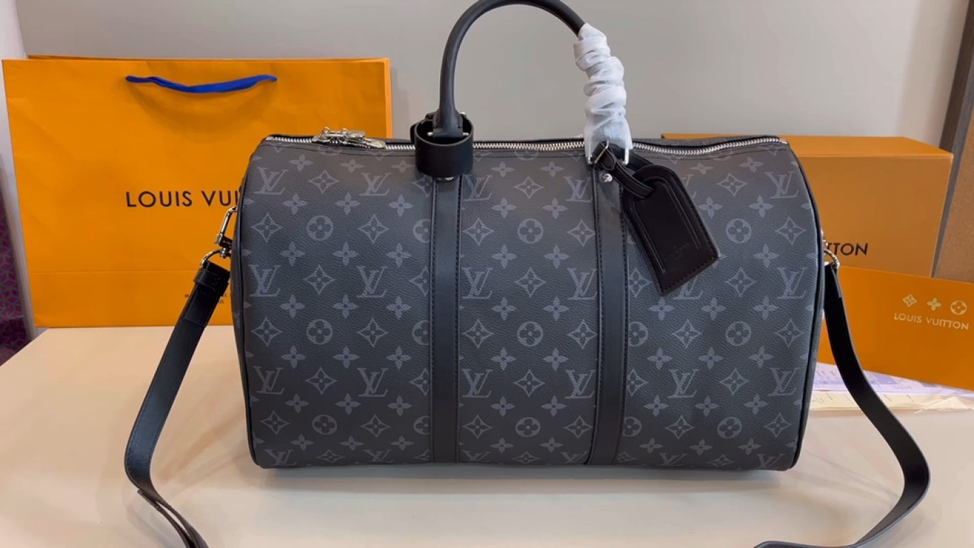 Louis Vuitton Keepall Monogram Canvas Travel Bag Black