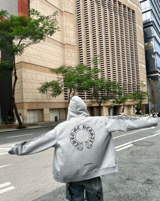 Chrome Hearts Grey Logo Hoodie view 5
