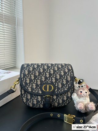 Dior Saddle Bag Navy Monogram Canvas