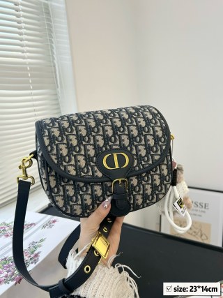 Dior Saddle Bag Navy Monogram Canvas view 2