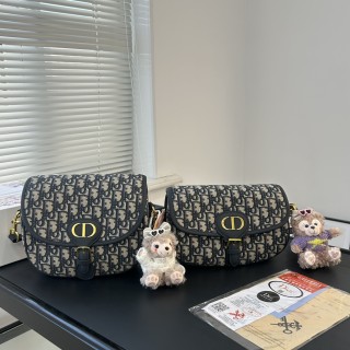 Dior Saddle Bag Navy Monogram Canvas view 3