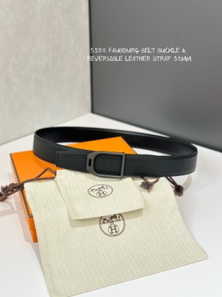 Hermès 5382 Reversible Leather Belt 32mm Brown view 3