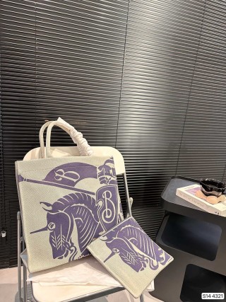 Burberry EKD Tote Bag Cream & Purple view 2