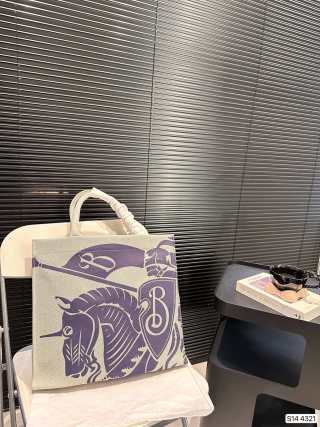 Burberry EKD Tote Bag Cream & Purple view 3