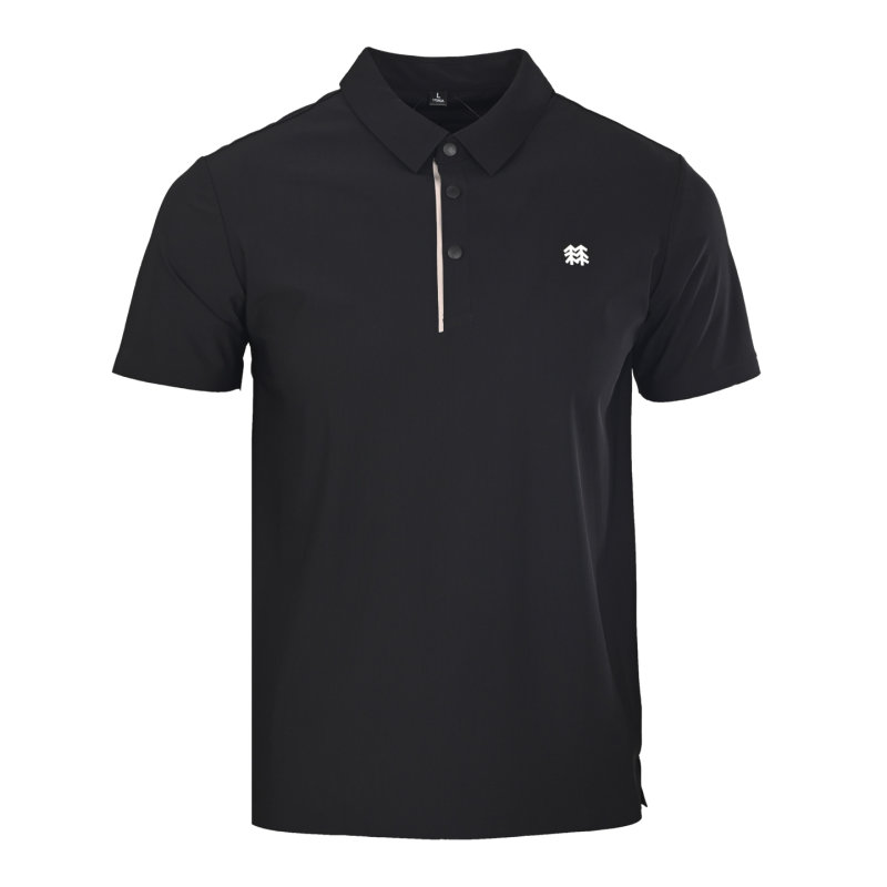 Black Minimalist Polo Shirt with Embroidered Logo view