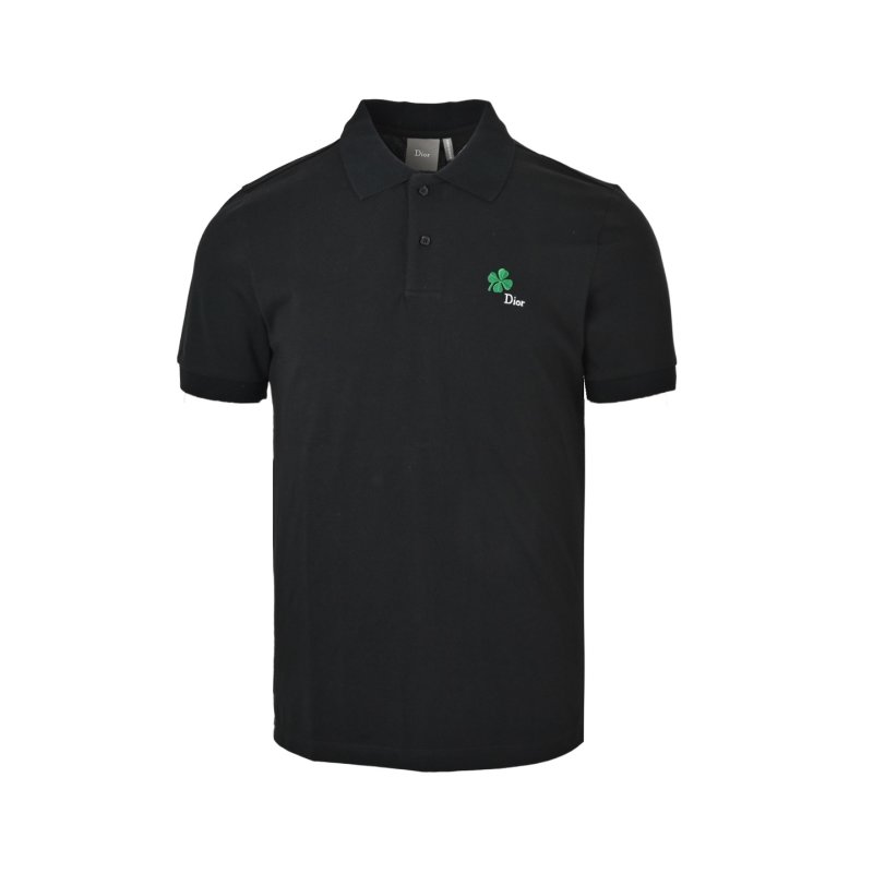 Dior Black Polo Shirt with Green Clover Embroidery view