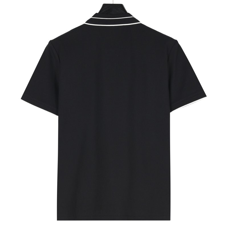 Prada Black Polo Shirt with Striped Collar view