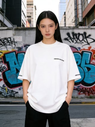 Essentials White Oversized Logo T-Shirt view 3