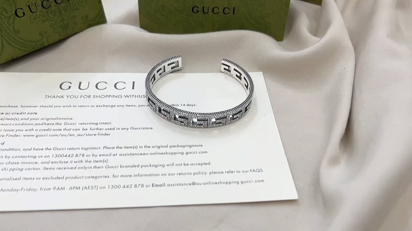 Gucci G Motif Openwork Wide Silver Bracelet
