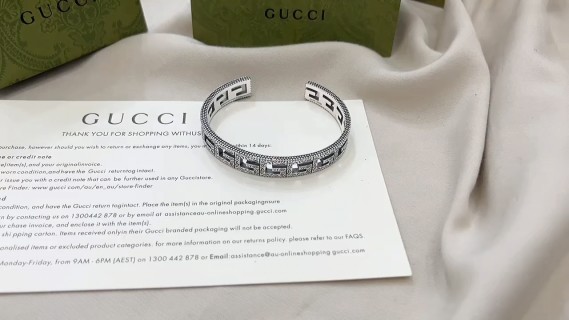 Gucci G Motif Openwork Wide Silver Bracelet